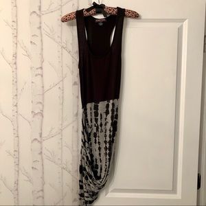 High-Low Grey and Black Patterned Dress